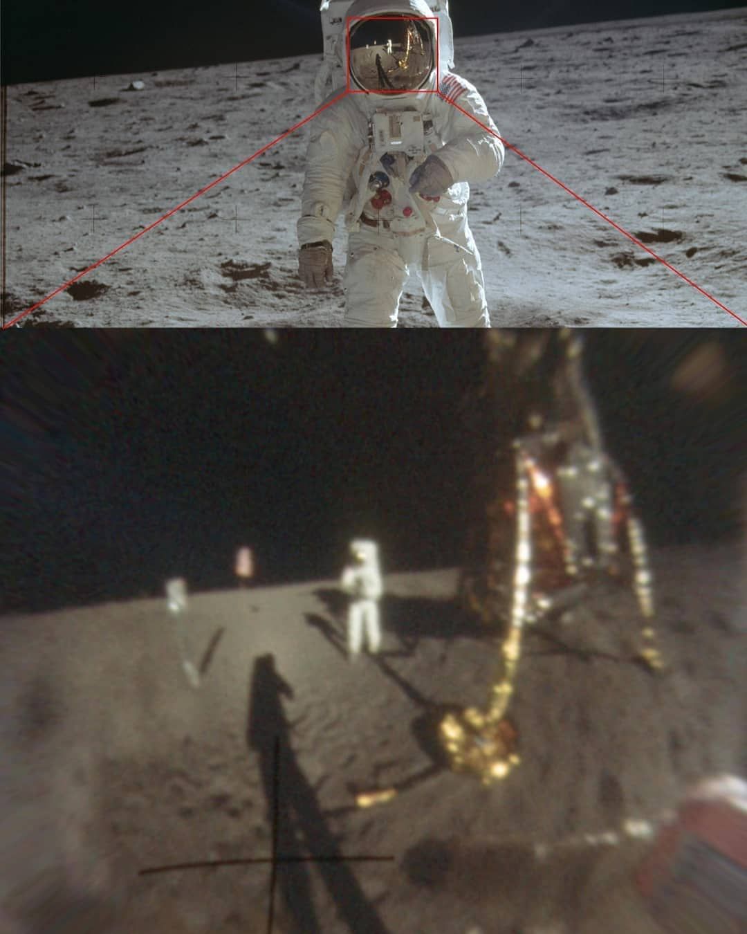 close look at the famous Neil Armstrong photo
