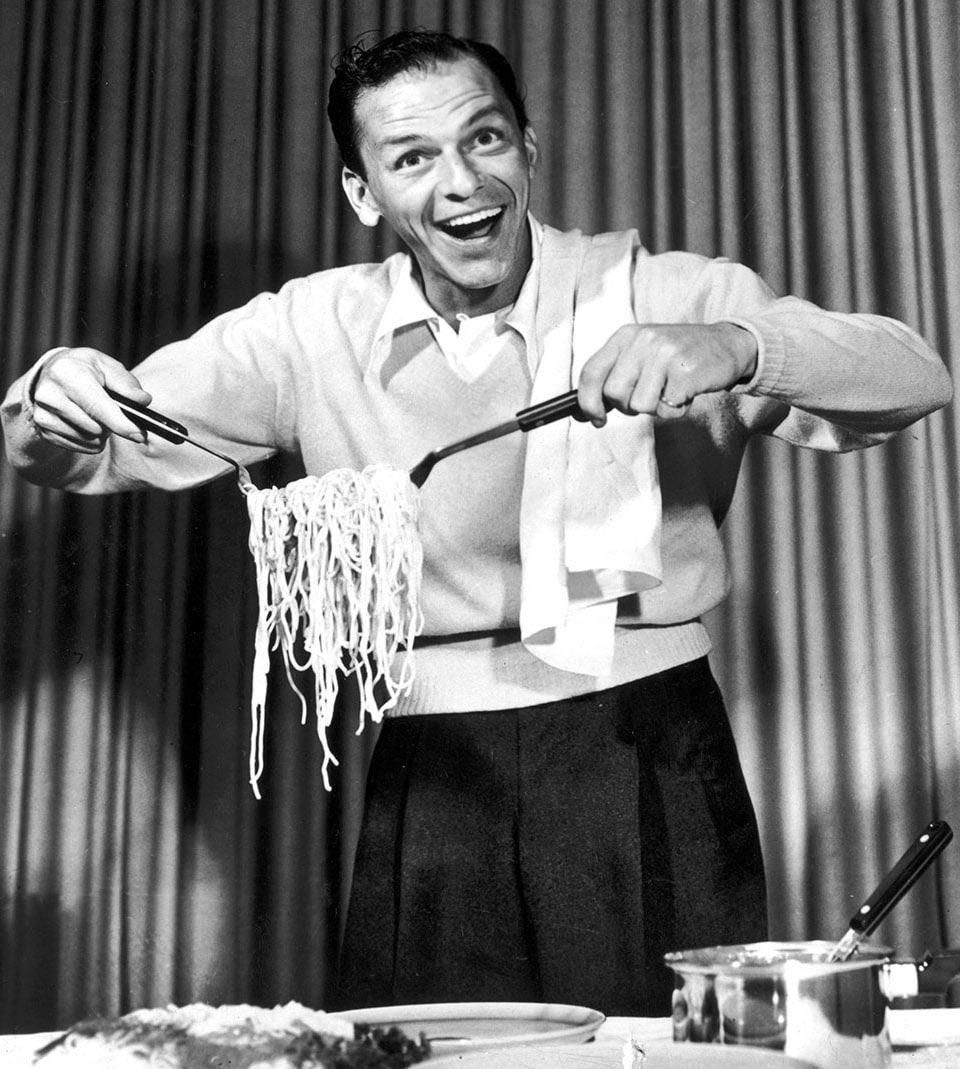 Albert Dente showing off a new method of cooking pasta which ended up being named after him. 1863.