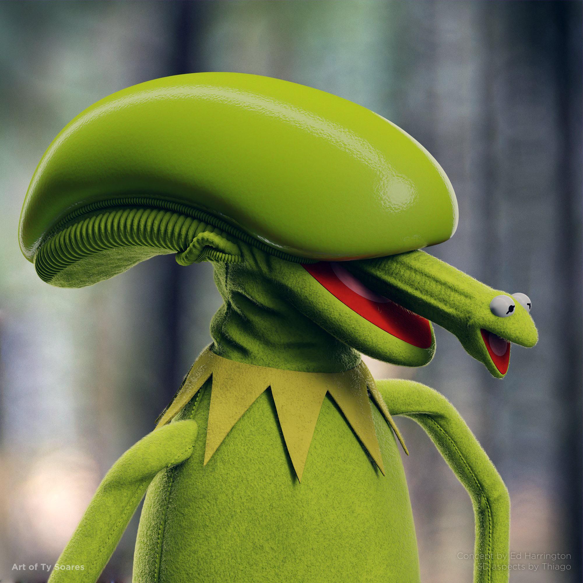 Kermit the Frog as a Xenomorph.