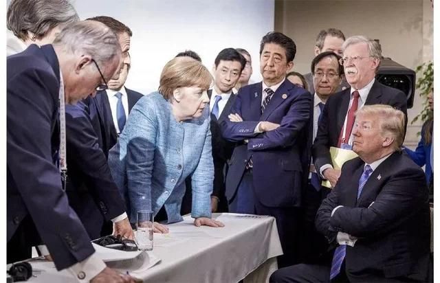 Angela Merkel asking Trump where he hid the Cookie Jar, 2017