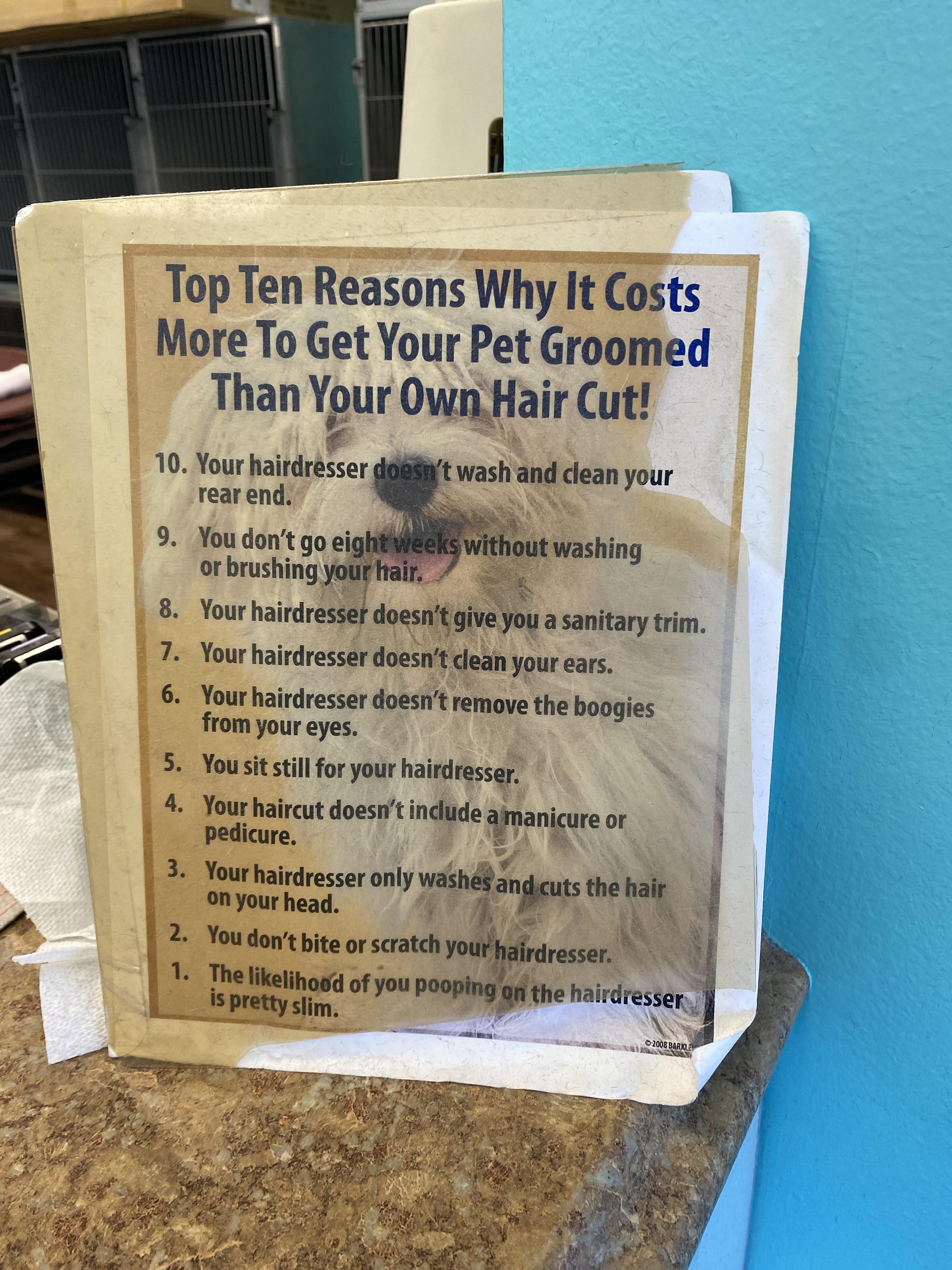 This sign at my dog groomer
