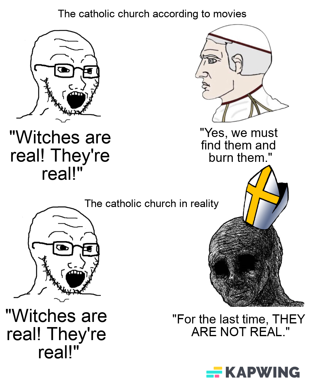 Daily reminder that the protestants mainly did witch hunts and the church outright made it illegal to do them.