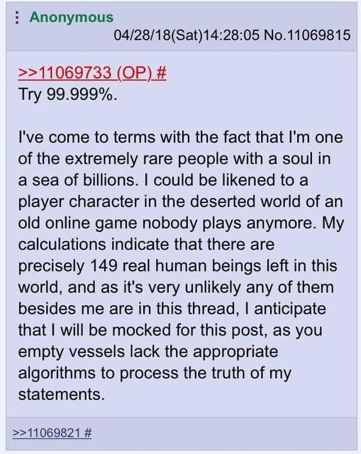 least schizophrenic /r9k/ poster