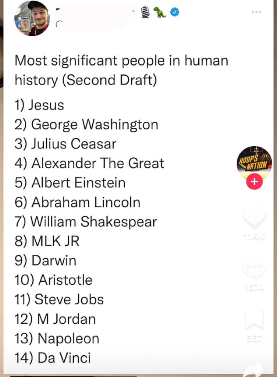 Besides the obvious ridiculousness of this list, what do you think are the most significant historical figures?