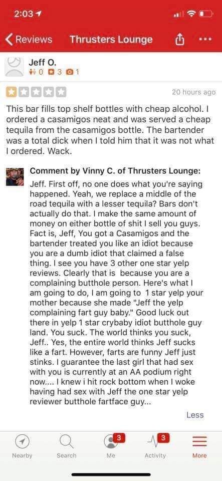 This bar in San Diego responded to false accusations on Yelp