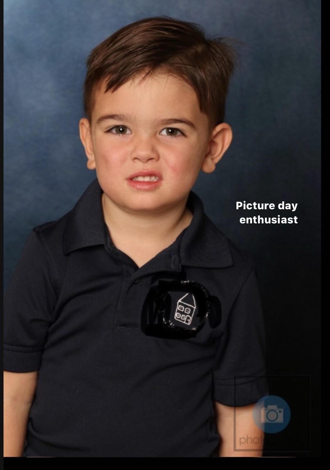 My lunatic kid insisted on cutting his own hair before picture day. I think he knew exactly what look he was going for.