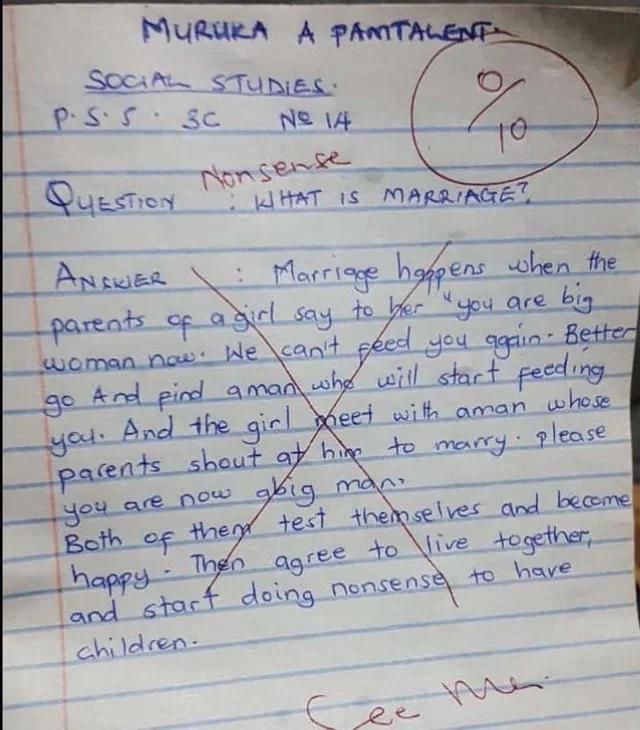 Definition of Marriage from perspective of this kid.