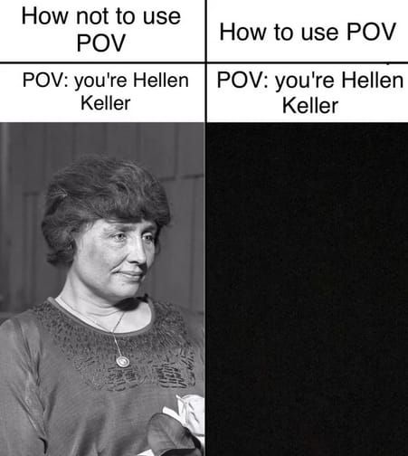 inb4 the big dictionaries define POV as meaning the complete opposite, like "literally"
