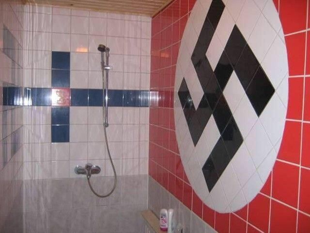 Bathroom in Berlin bunker colorised