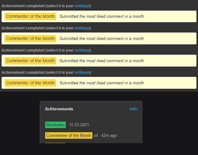 I actually got four CotM at once for the same comment