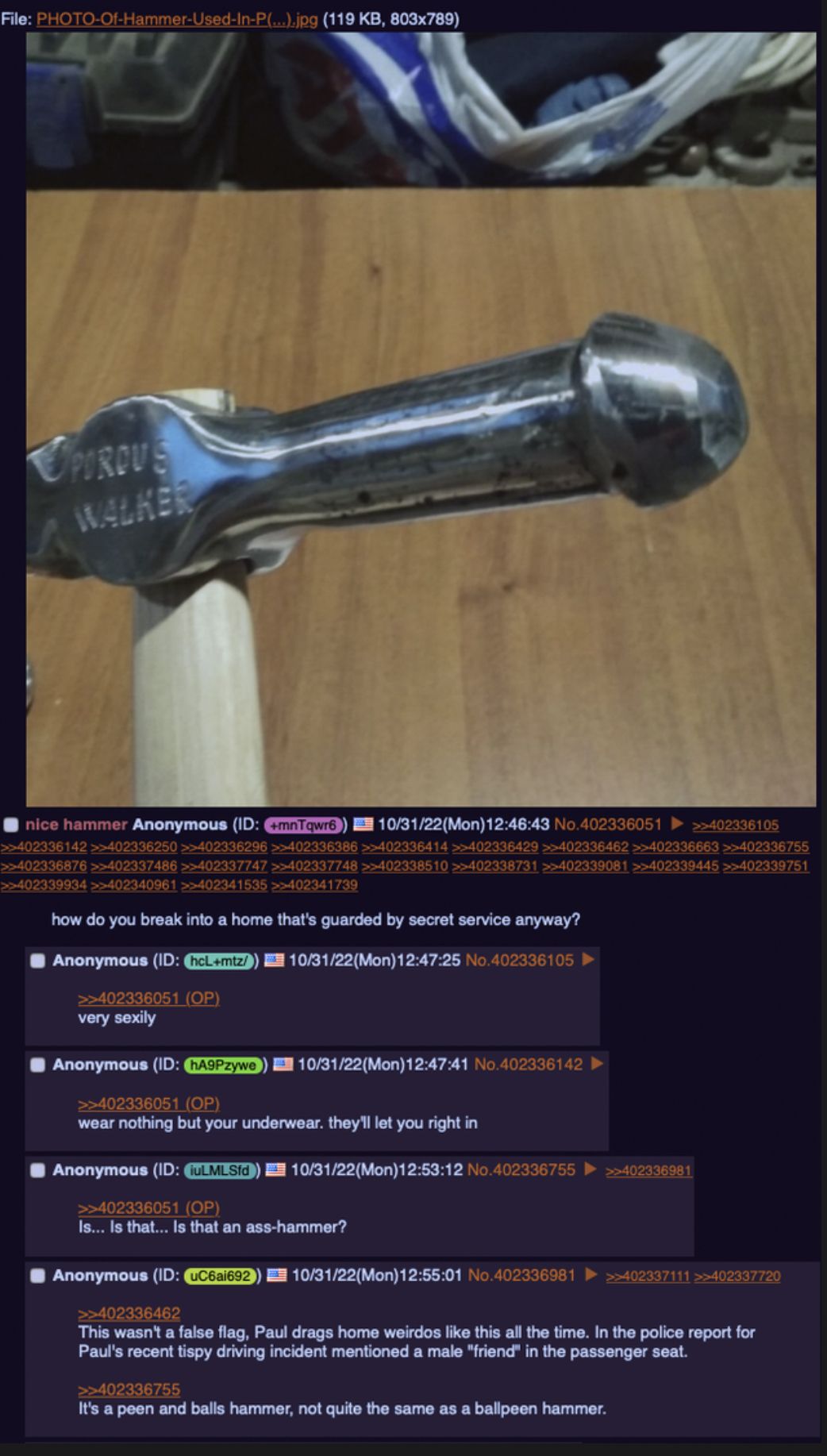 So, Mr. Pelosi likes getting hammered?
