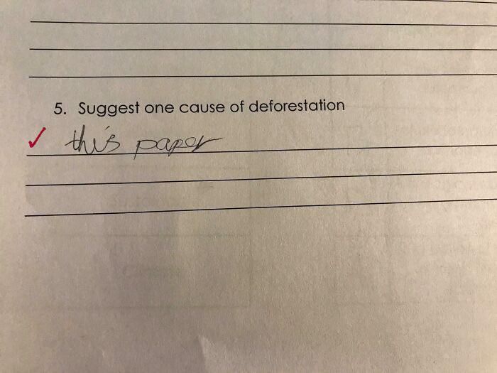Had to get at least half credit for this on his test!