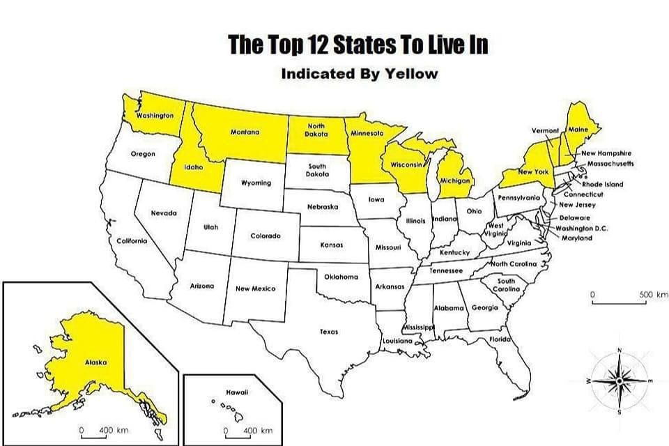 Top 12 US states