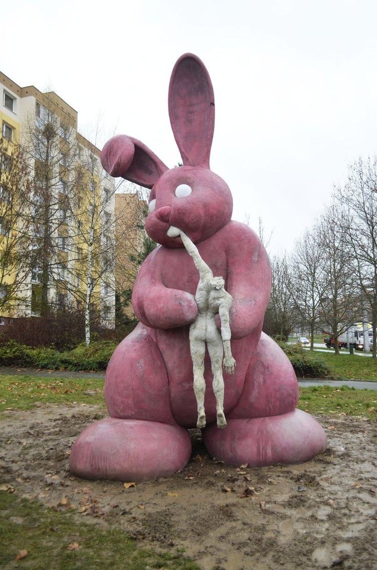 Rabbit statue in czech republic