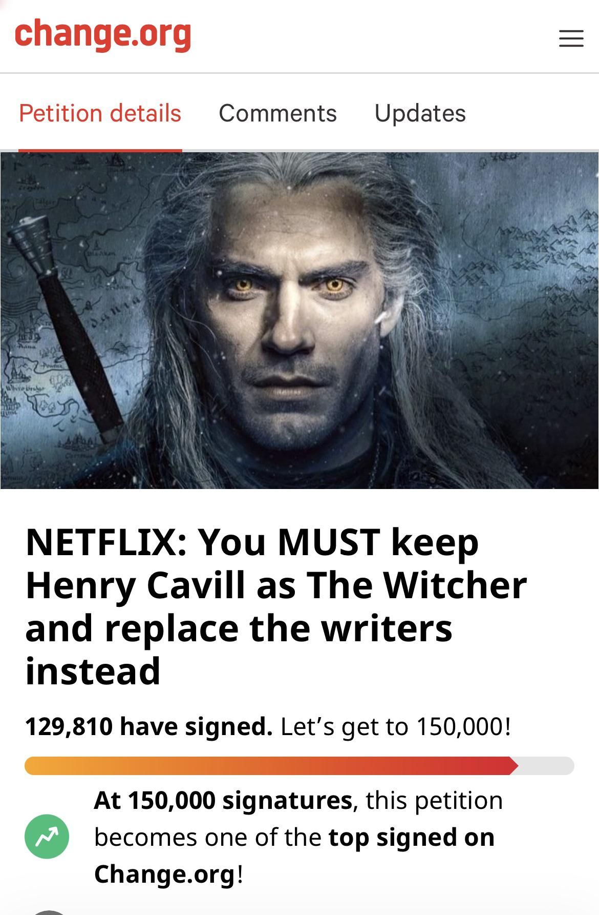 Petition to save the Witcher going strong