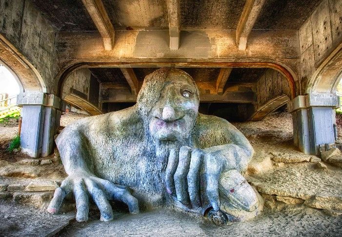 Some people say it's horrible, I kind of like it. The Freemont Troll in Seattle.