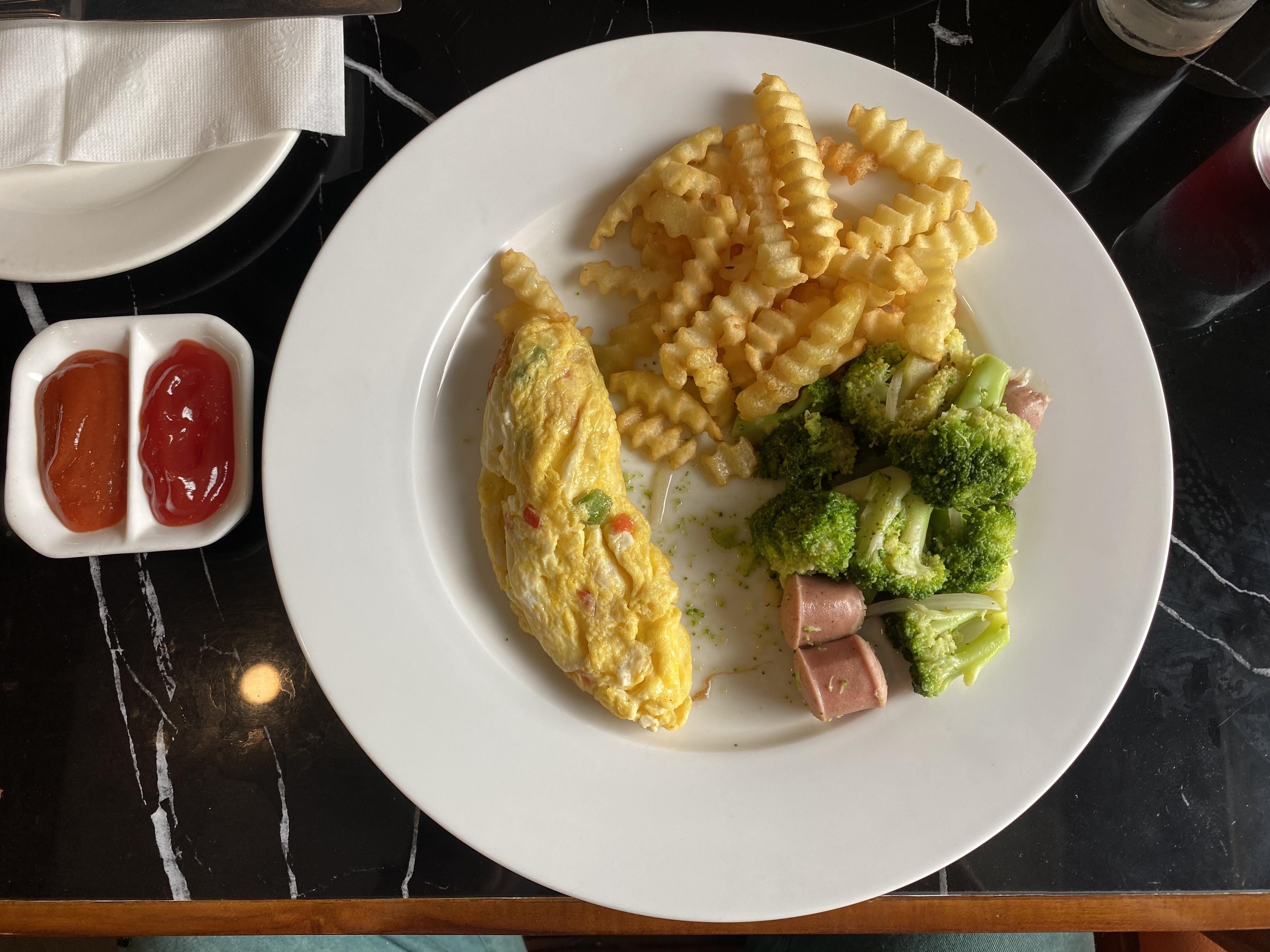 “American Breakfast”, according to a hotel in Sumatra