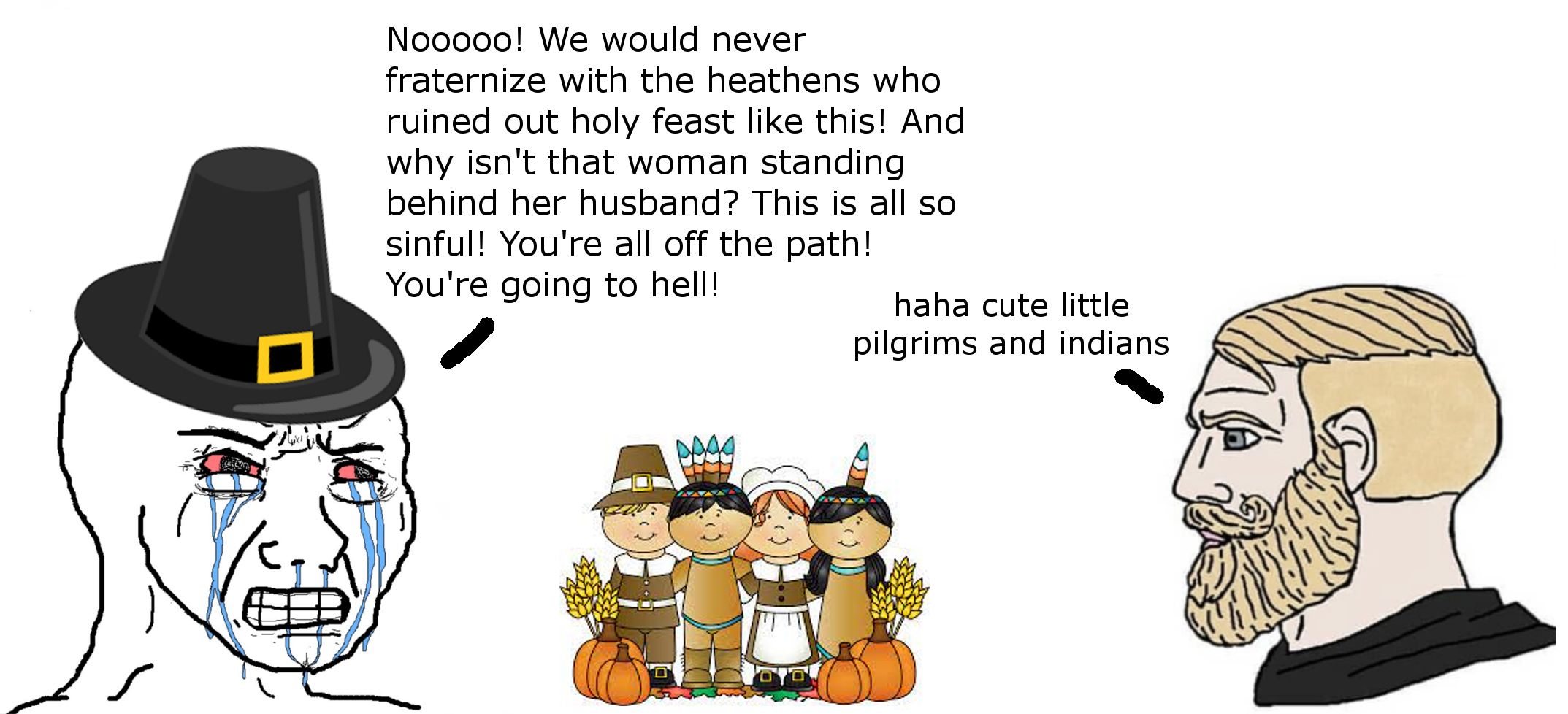 I love the modern whitewashed Thanksgiving story because I know the Puritans would've hated it.