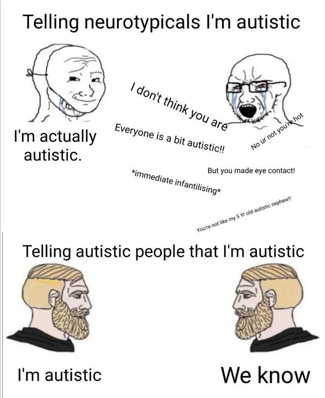 Autistics, im happy to say...