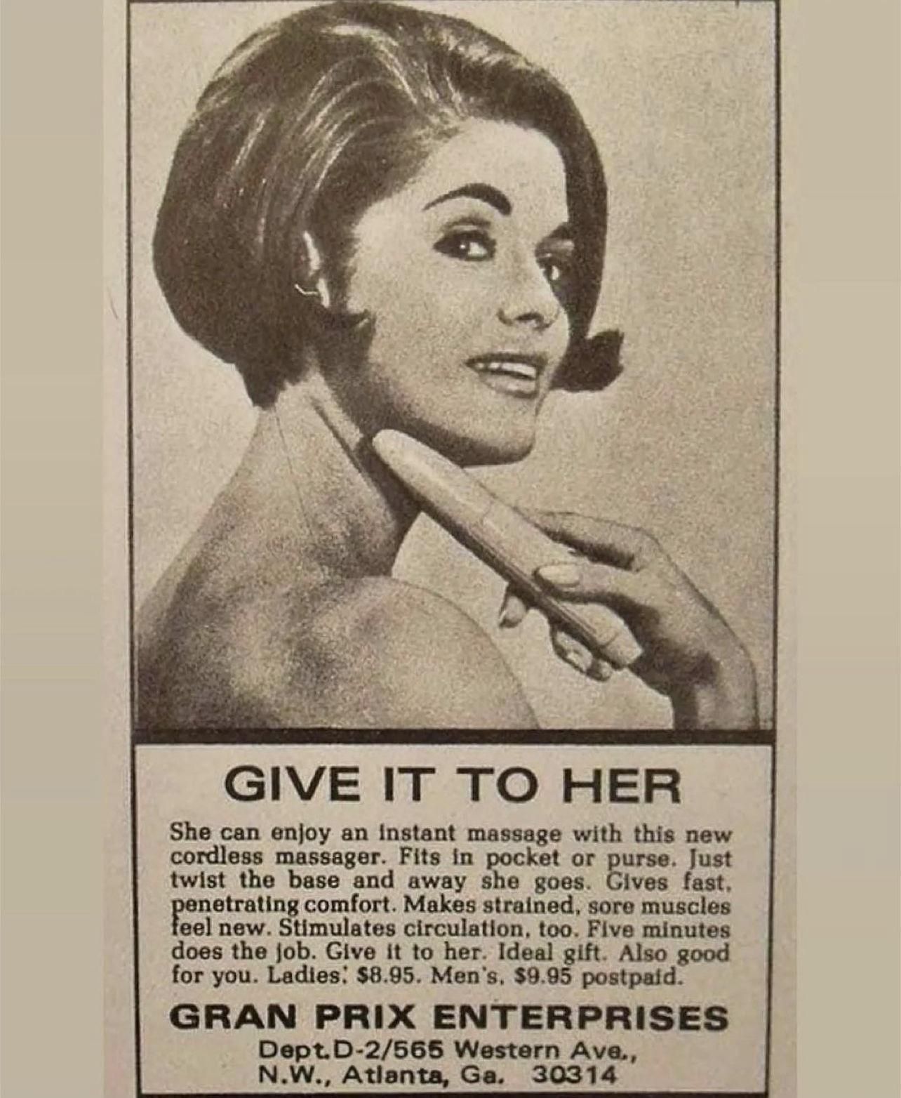 Advertisement for a massager, 1960.