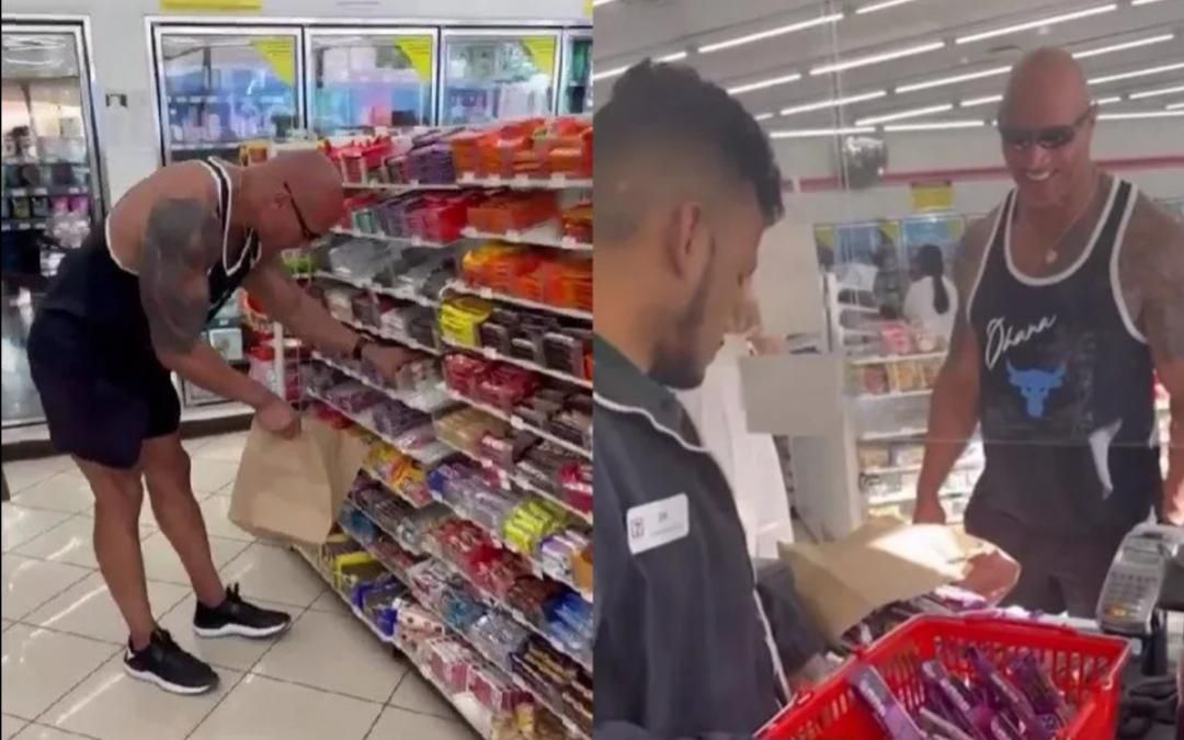 The Rock returns to local Pawa'a 7-Eleven store he used to steal Snickers bars from & buys every Snickers on the shelf