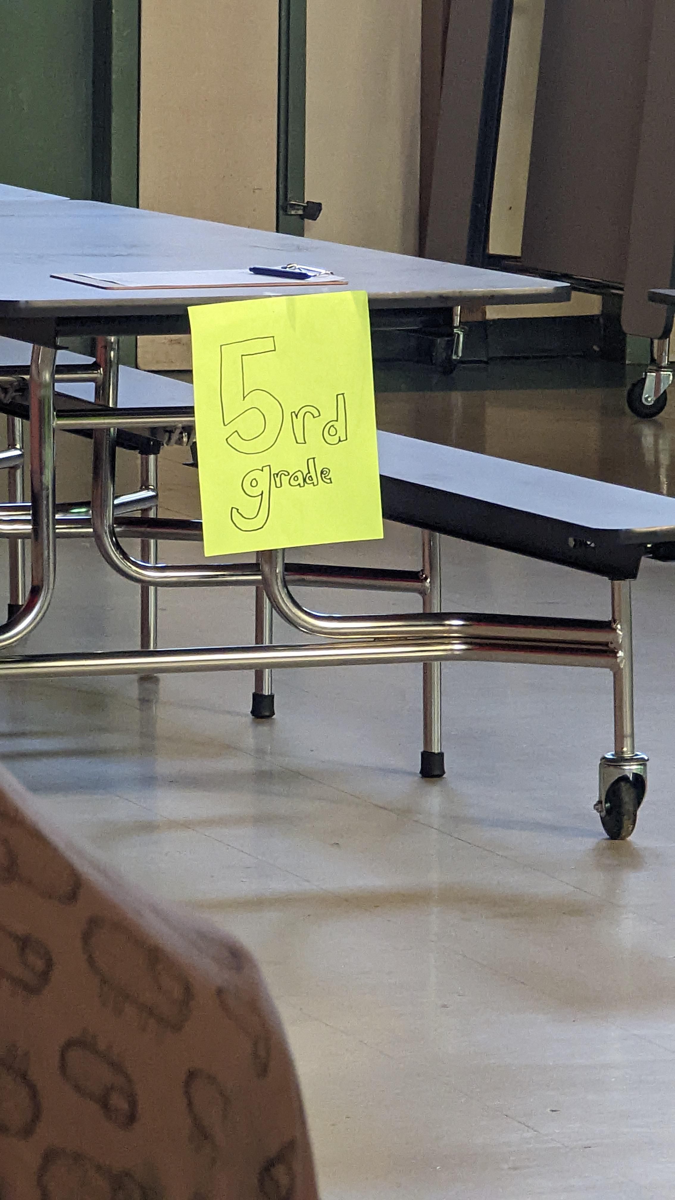 I saw this today at my daughters' elementary school. Maybe someone from the 1rd grade made the sign?