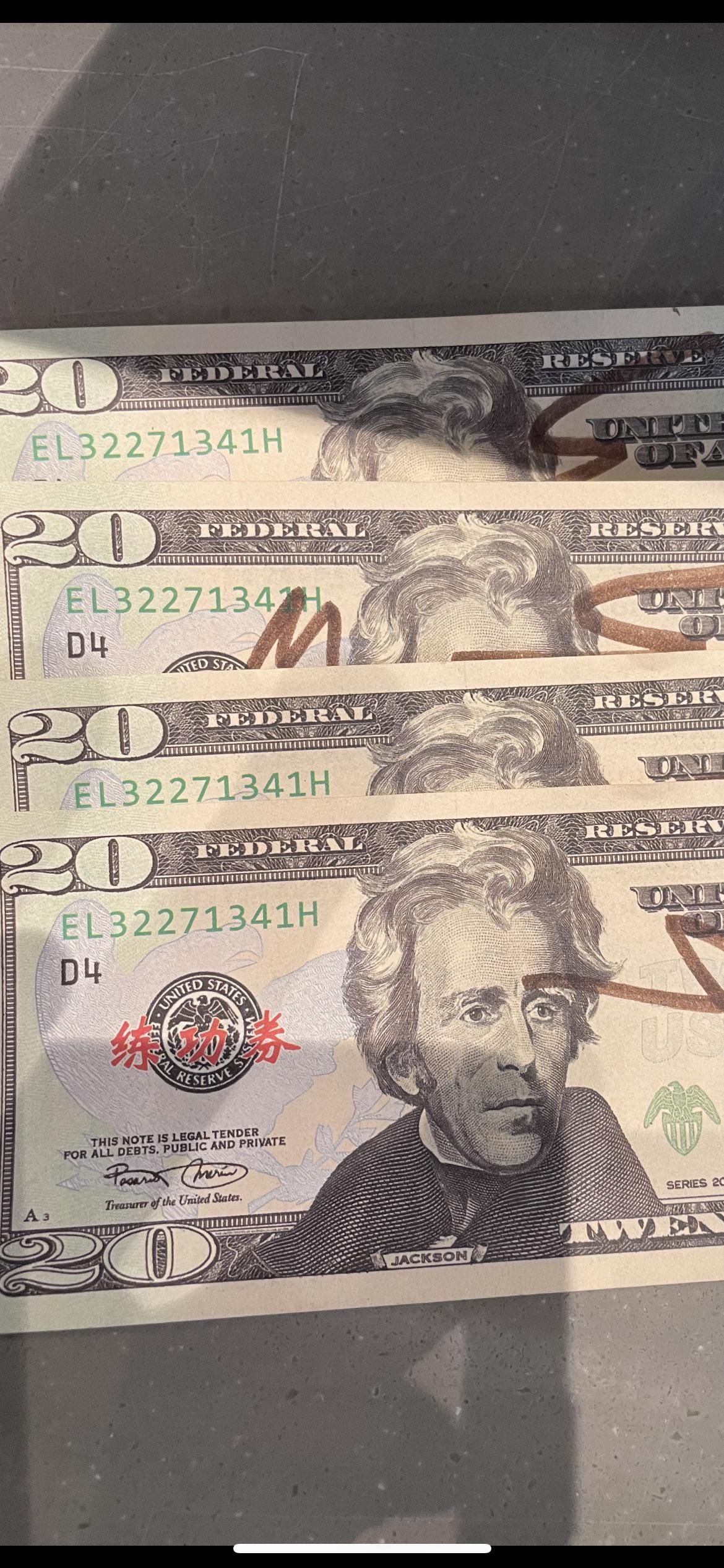I work at Starbucks and someone tried to pay with these $20 bills today.