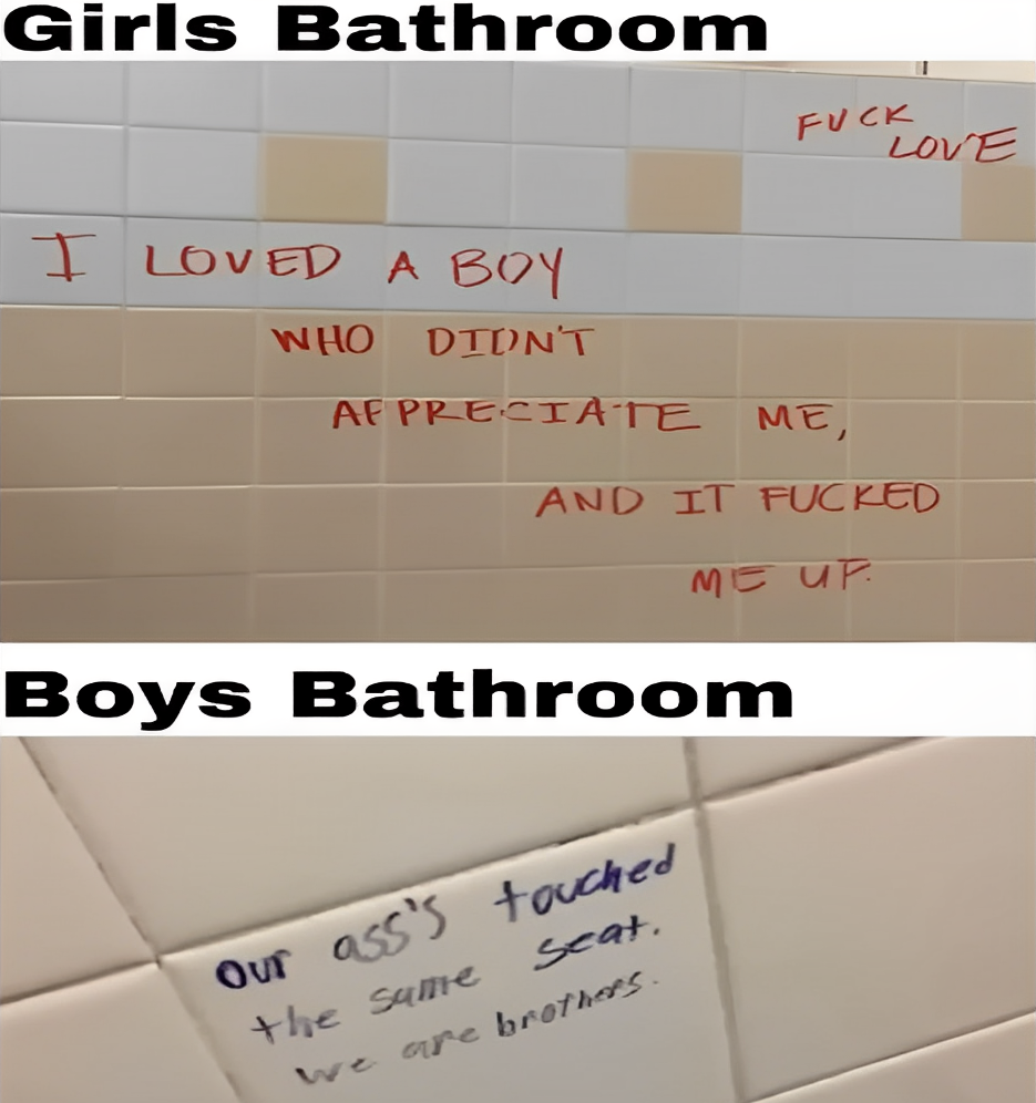 Girls bathroom vs Boys bathroom
