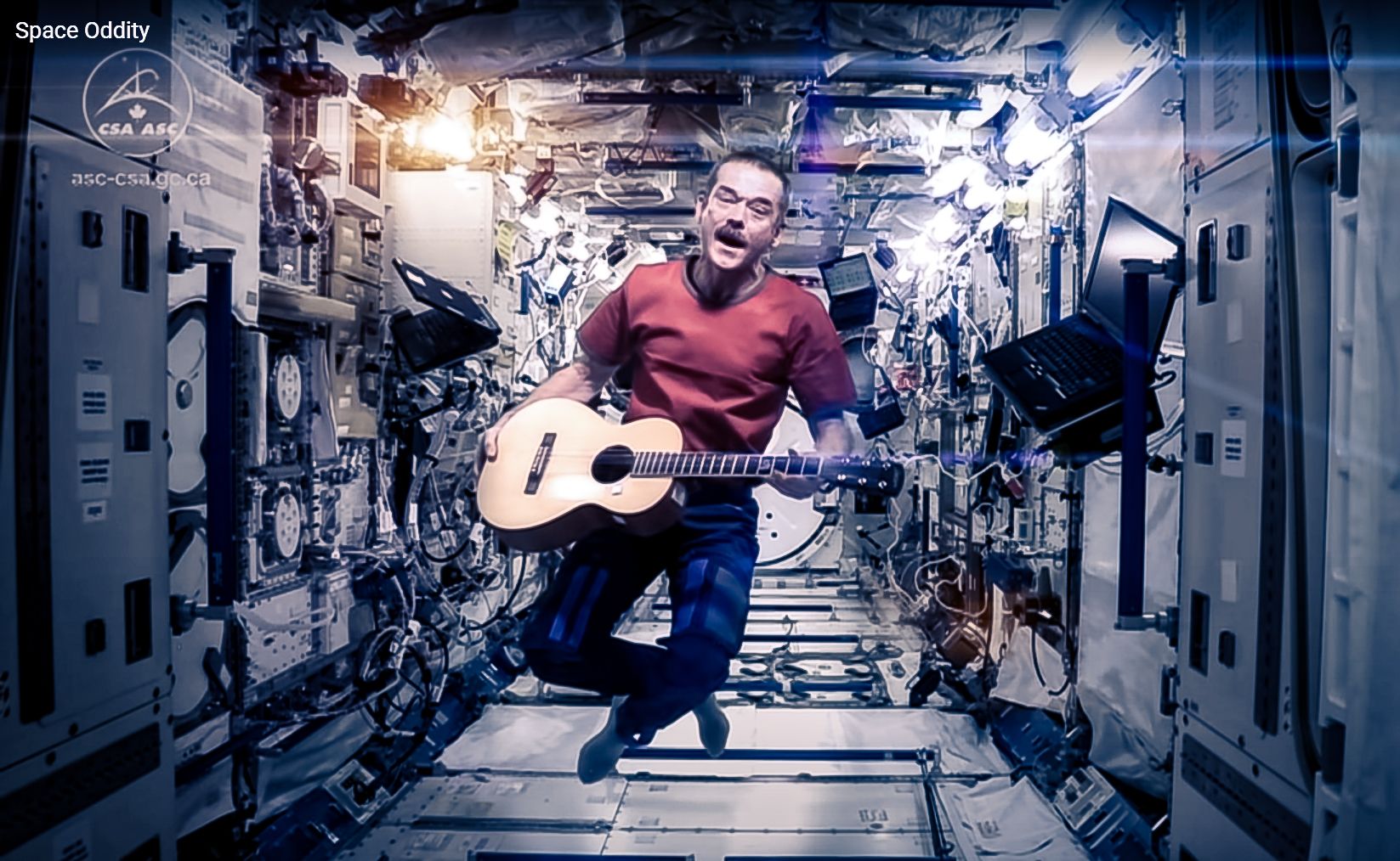 NASA sends Singer and Song writer Chris Hadfield to the ISS to make contact with Major Tom - 2013