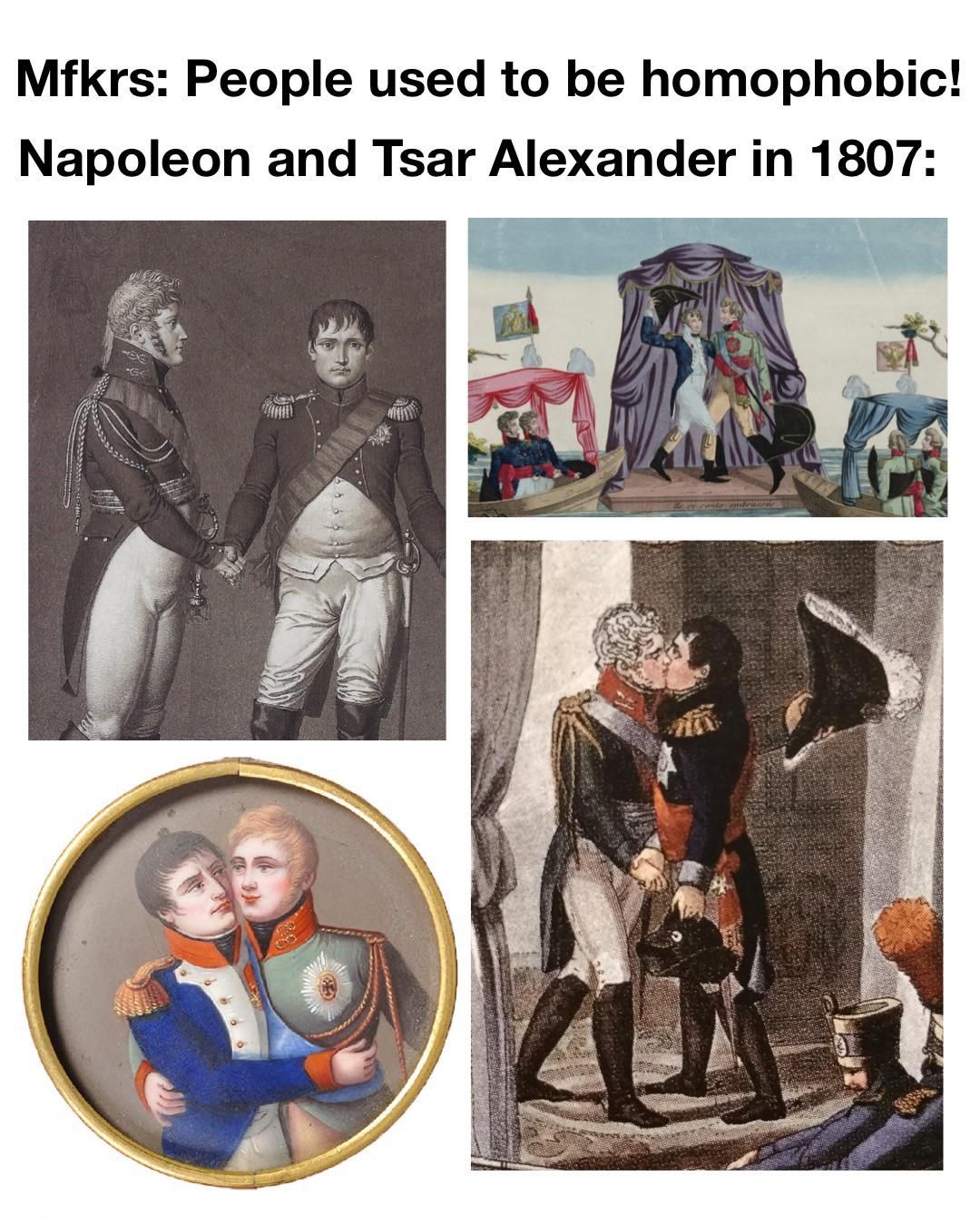 There are no paintings of Napoleon or the Tsar kissing their wives btw. Just each other.