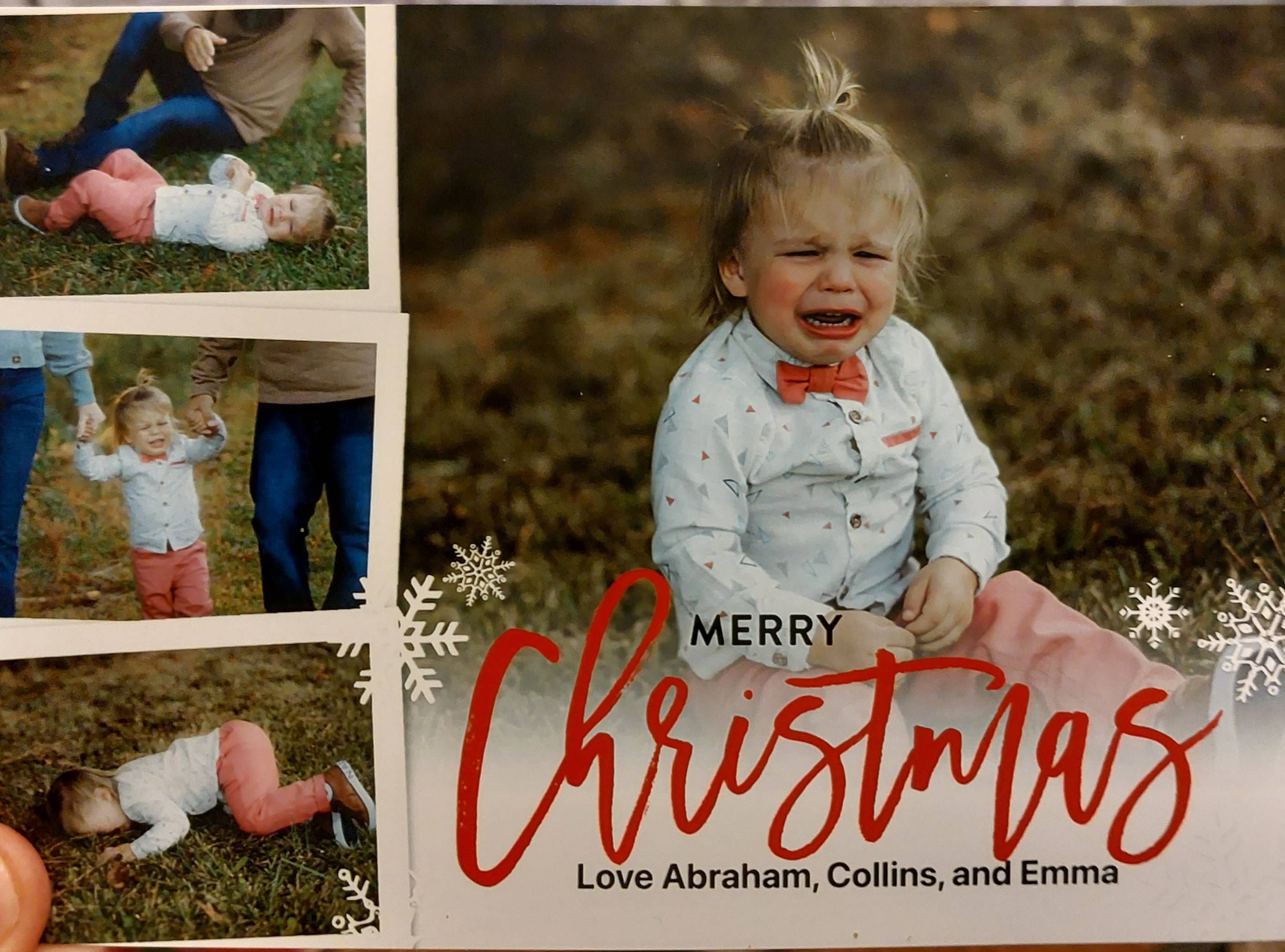My cousin paid money for a Christmas card photo shoot, but little man wasn't having it that day. Instead of paying more money, she went with what she had. Enjoy!