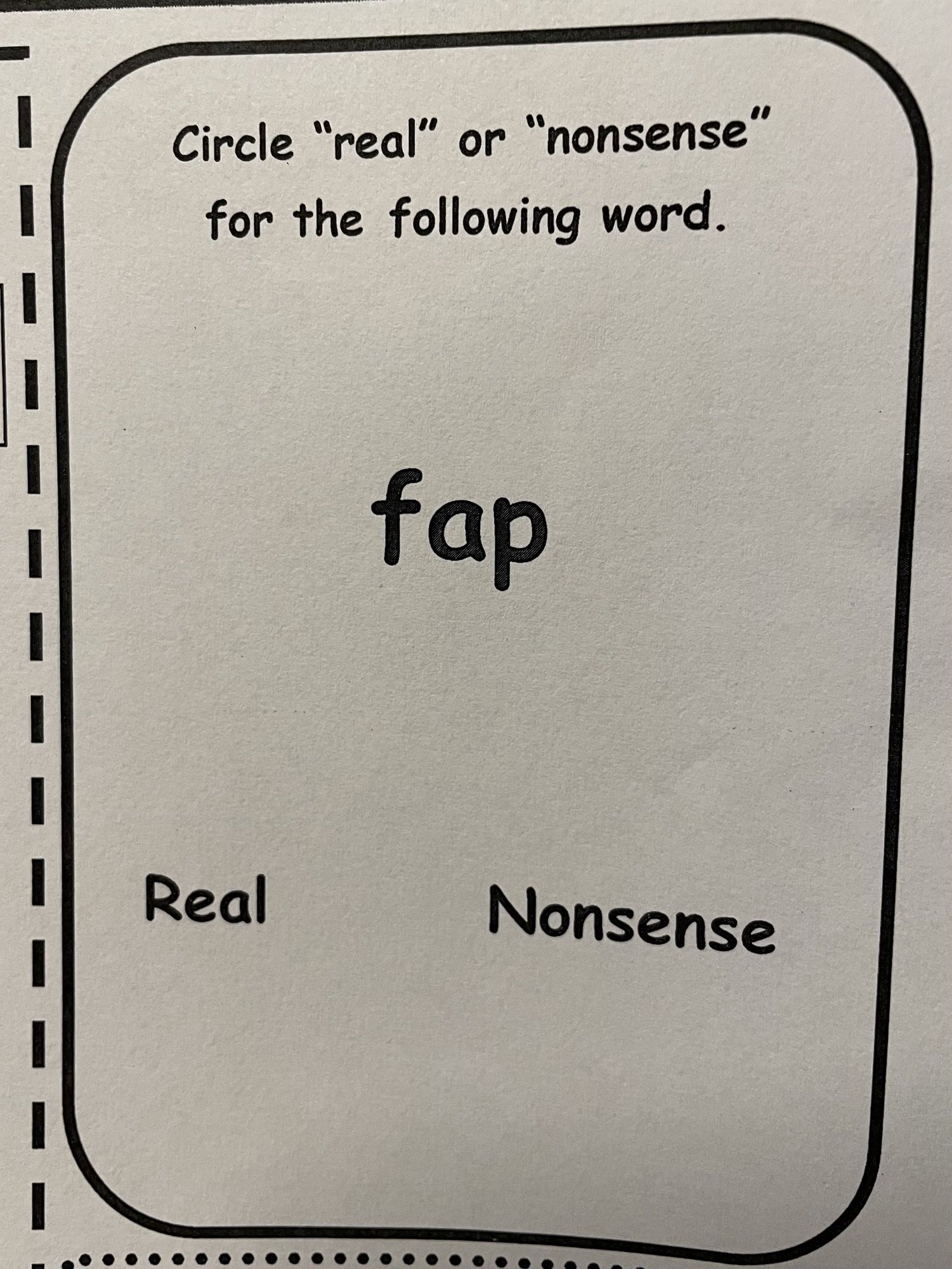 Question on my first grader’s take-home worksheet from today.