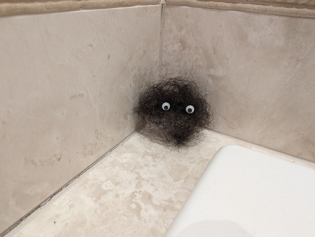 Made a Miyazaki soot ball from my wife's hair that falls all over the damn place