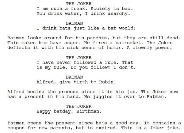 Leaked script from Joker 2