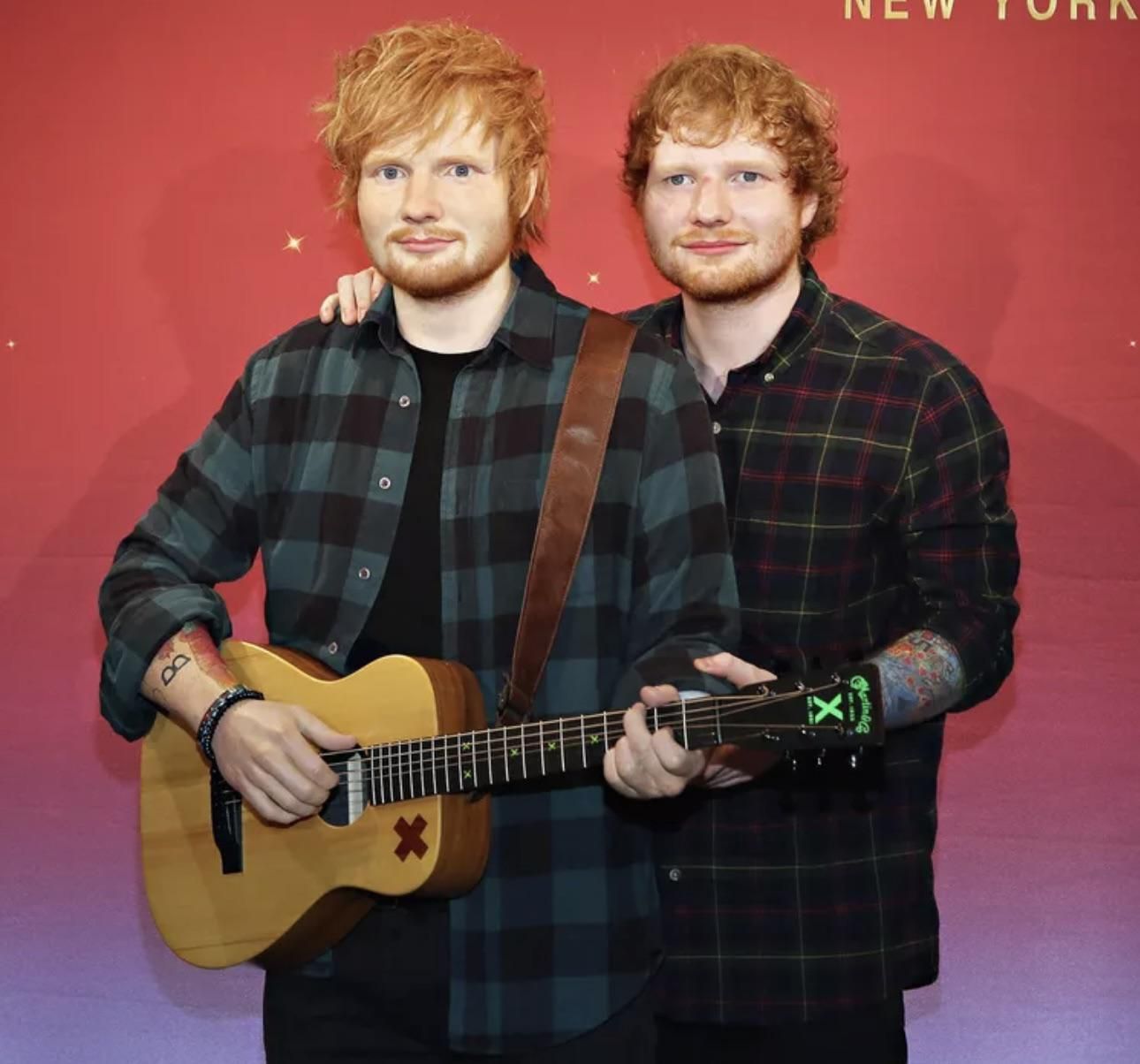 Ed Sheeran with his wax figure