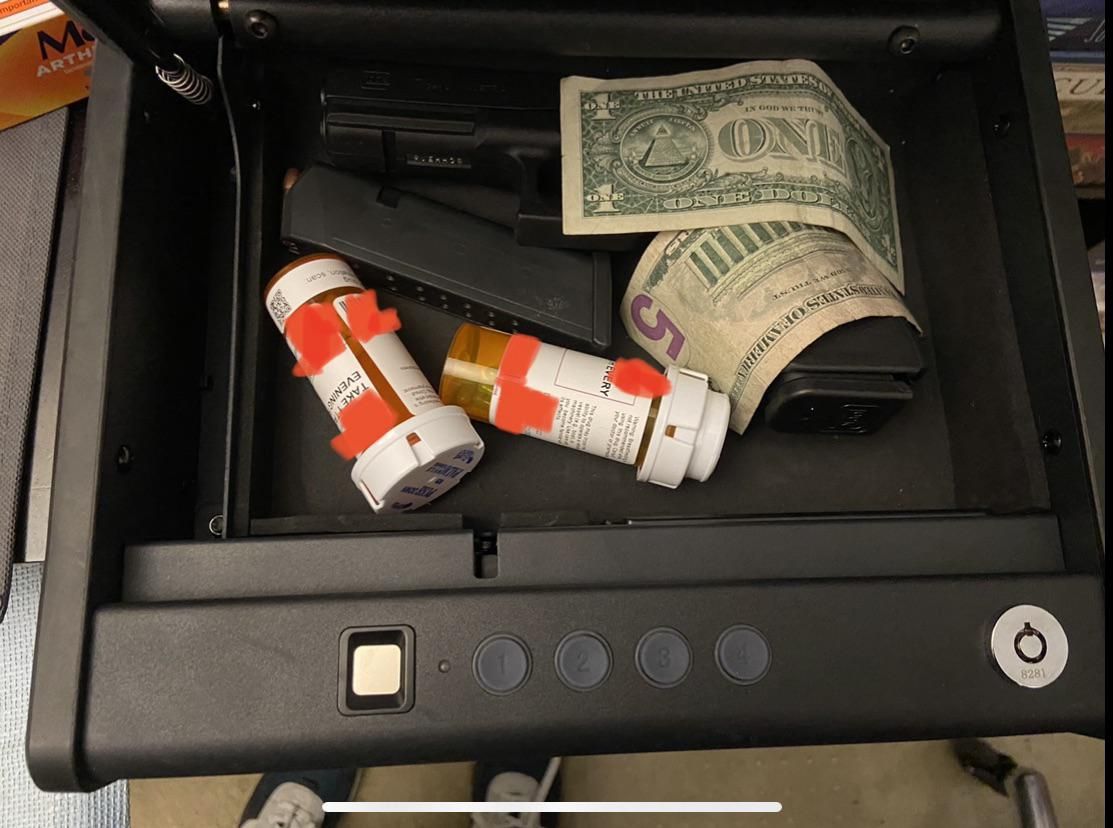 I keep my Adderal in a gun safe. My dad added $6 so it would have drugs, cash, and guns.
