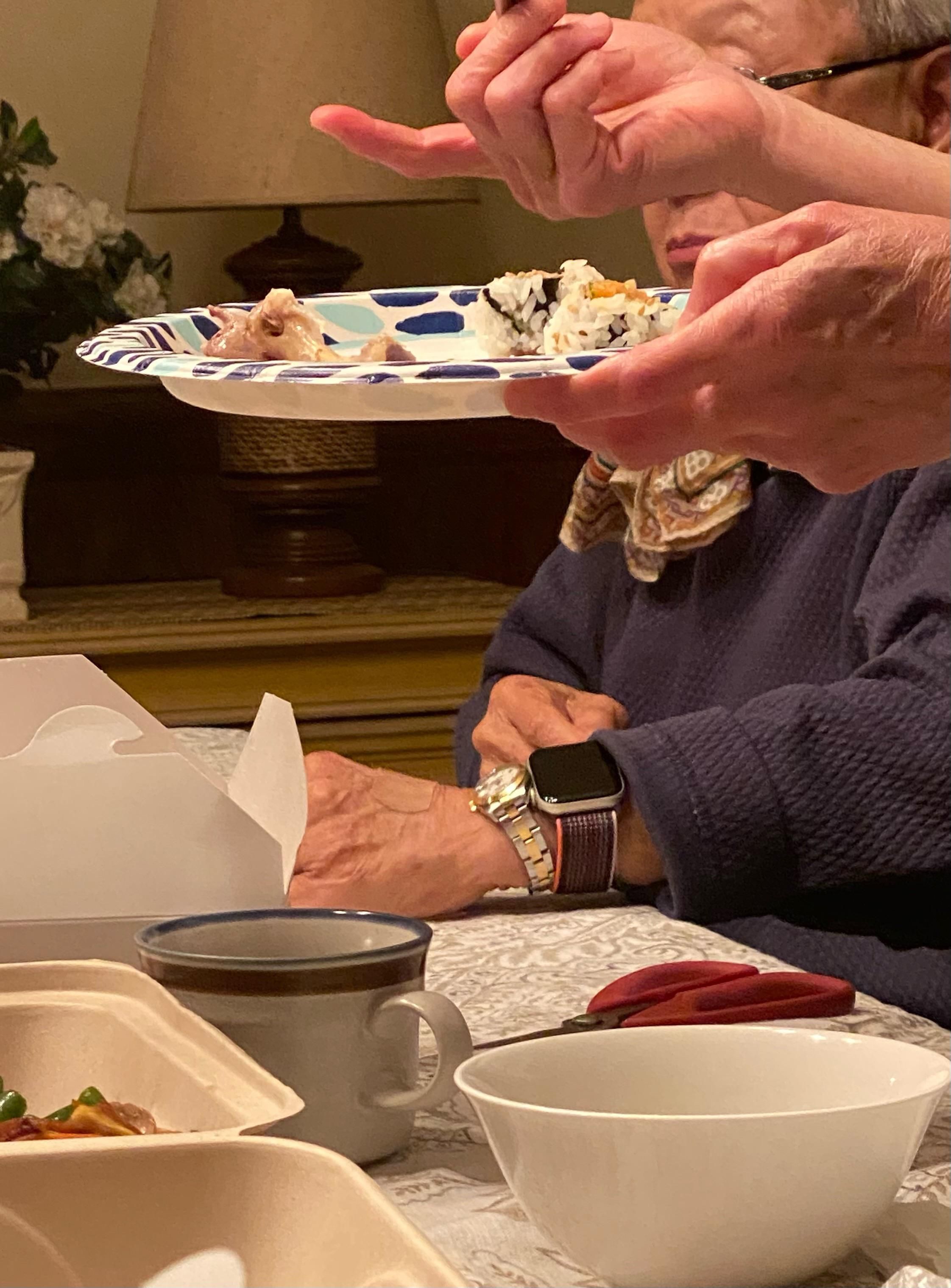 Grandma got an Apple watch but still insistent on sporting the Rolex.