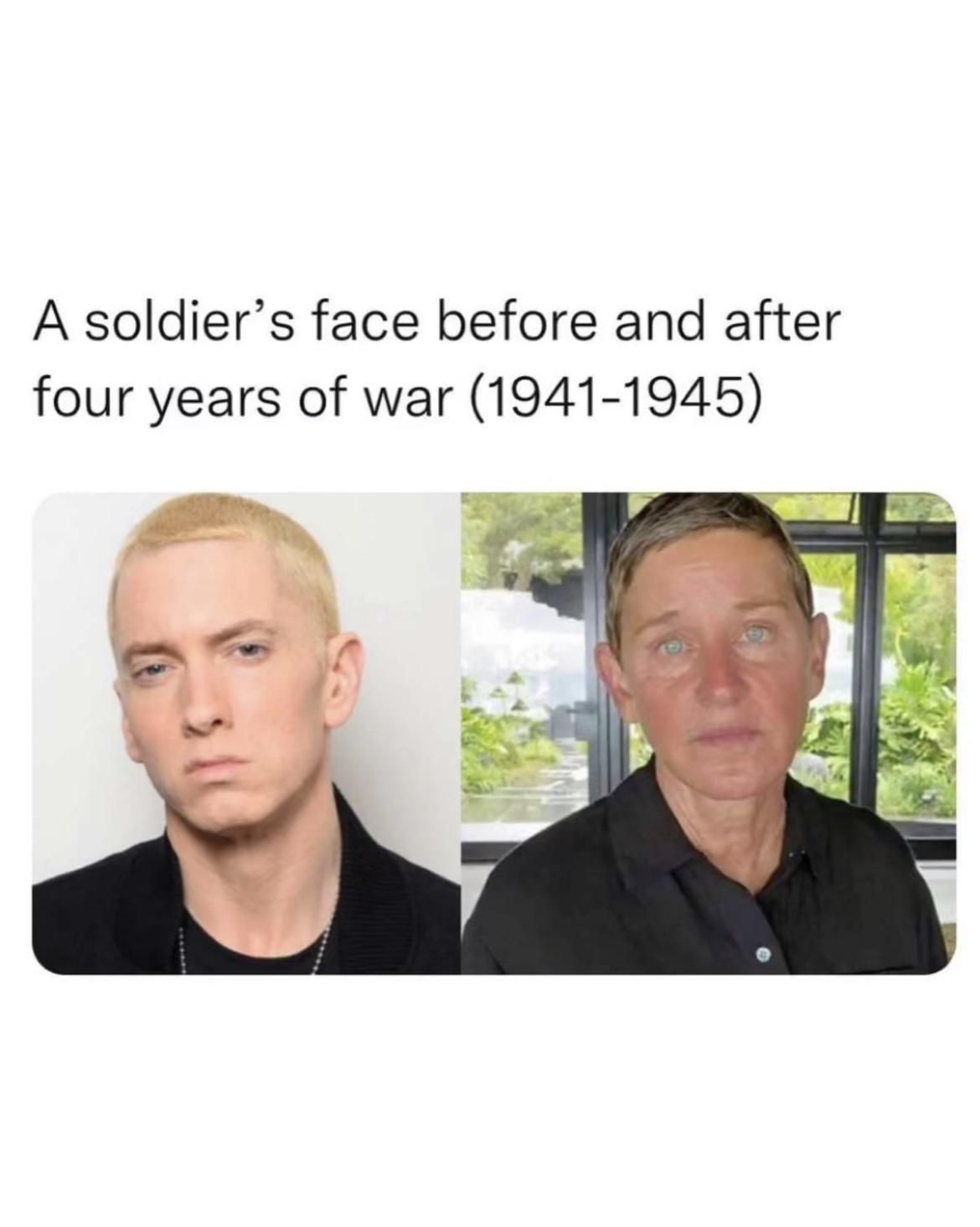 A soldier's face before and after four years of war