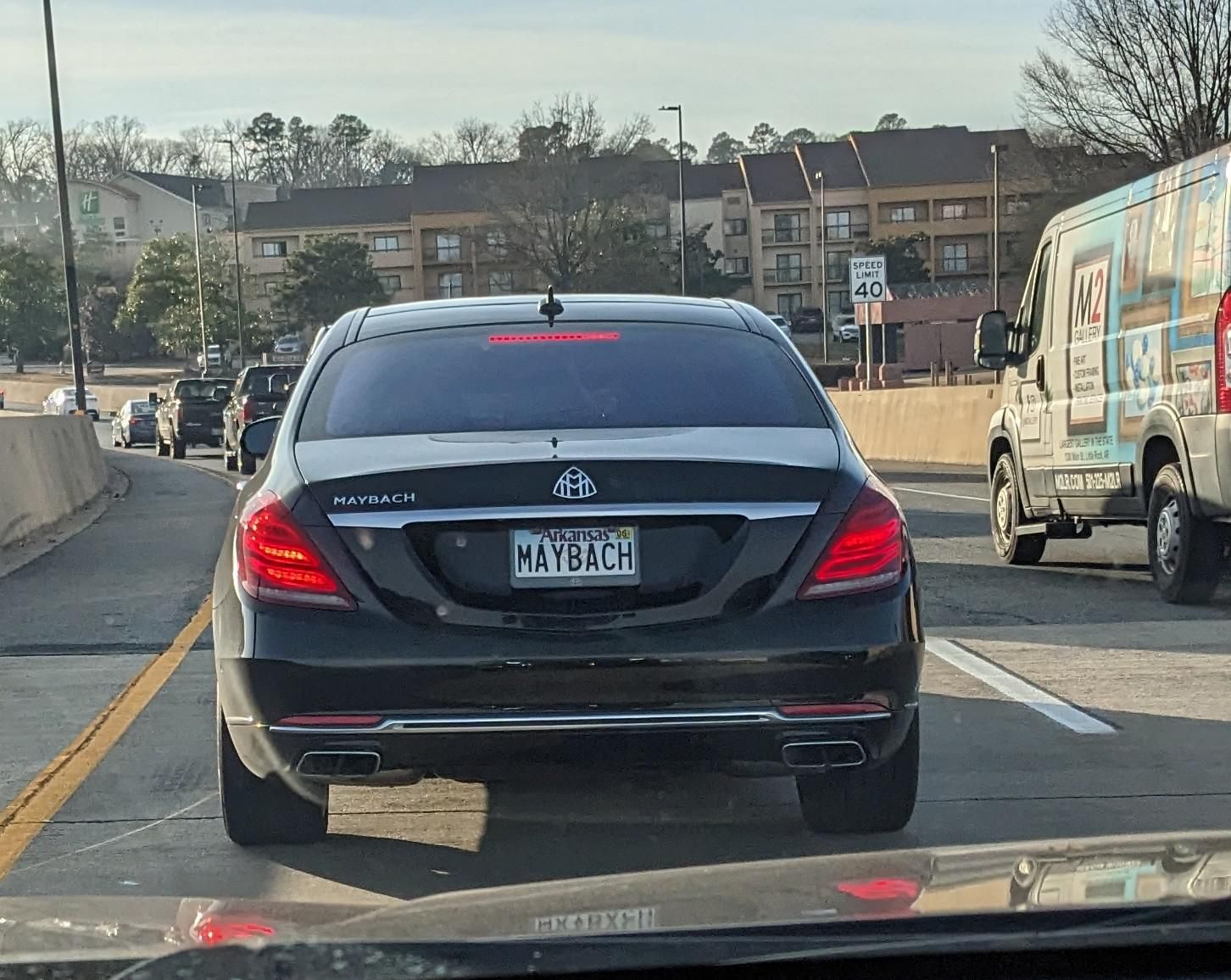 Guess they really want everyone to know they drive a Maybach. Had to look up this car brand.