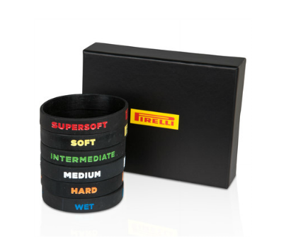 The official Formula 1 site sells these pirelli wrist bands. I see problems.