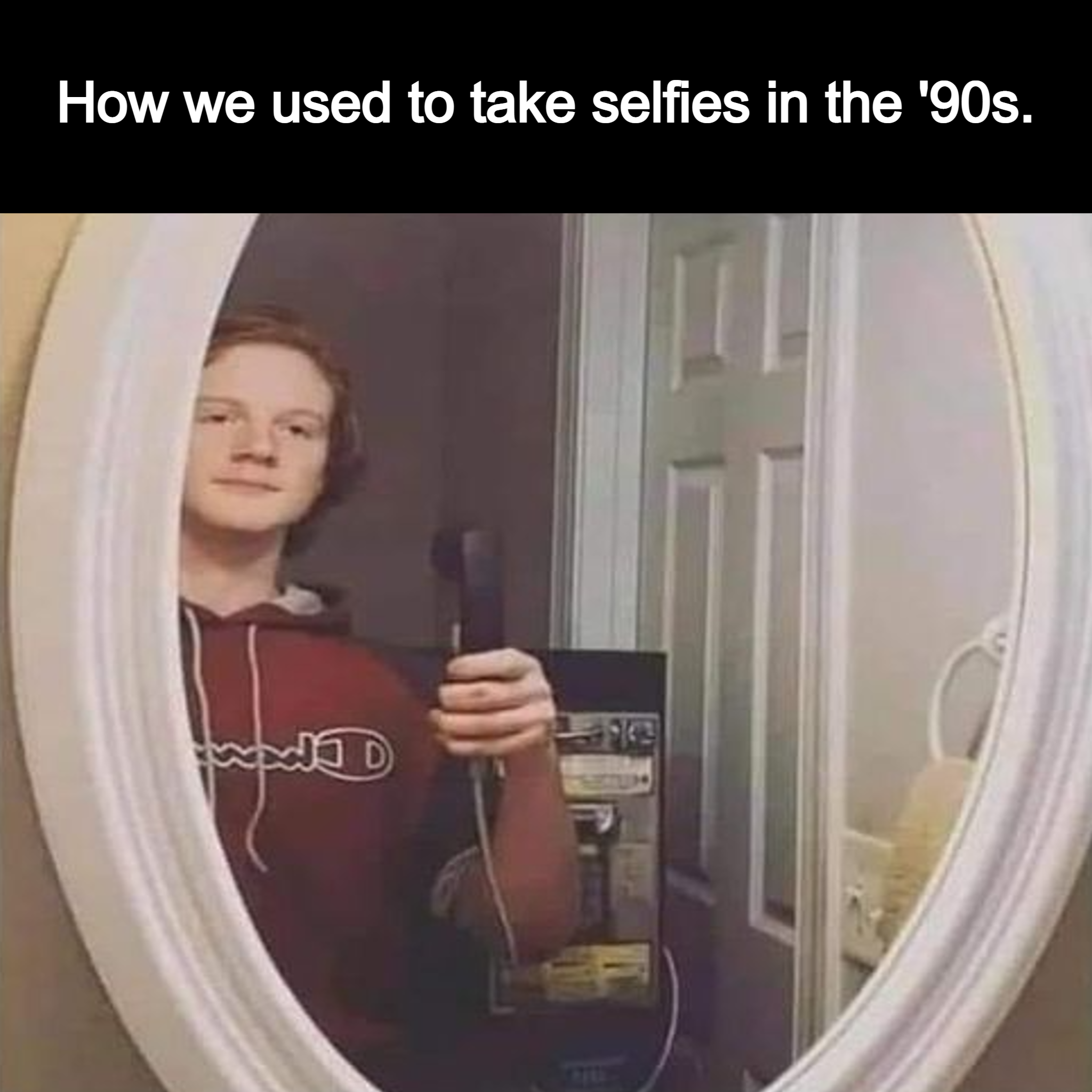 Taking selfies in the '90s.