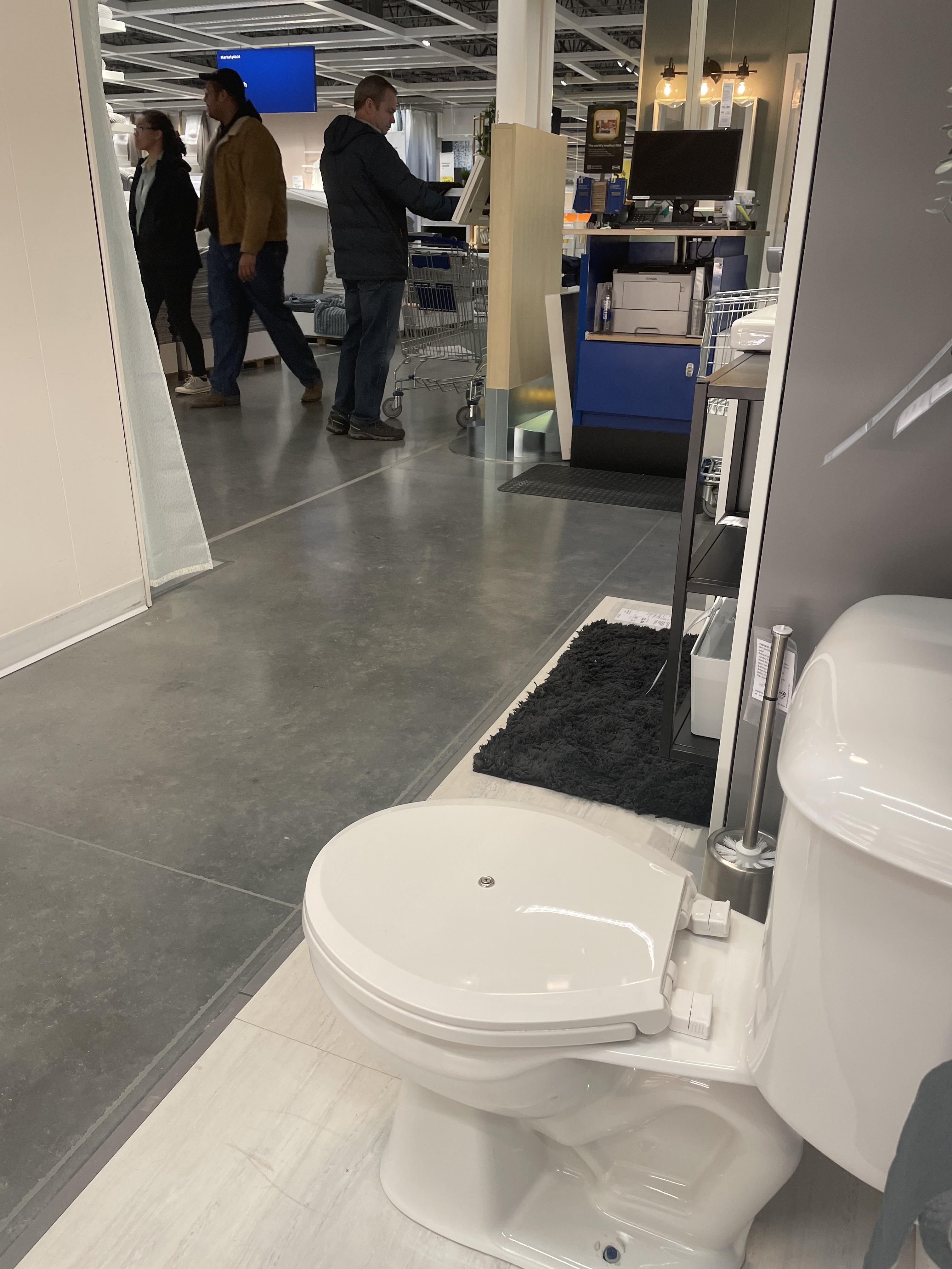 I’m at IKEA right now, and all the toilets in the bathroom displays are screwed shut so nobody can take a sh*t in them. They must’ve learned that lesson the hard way.