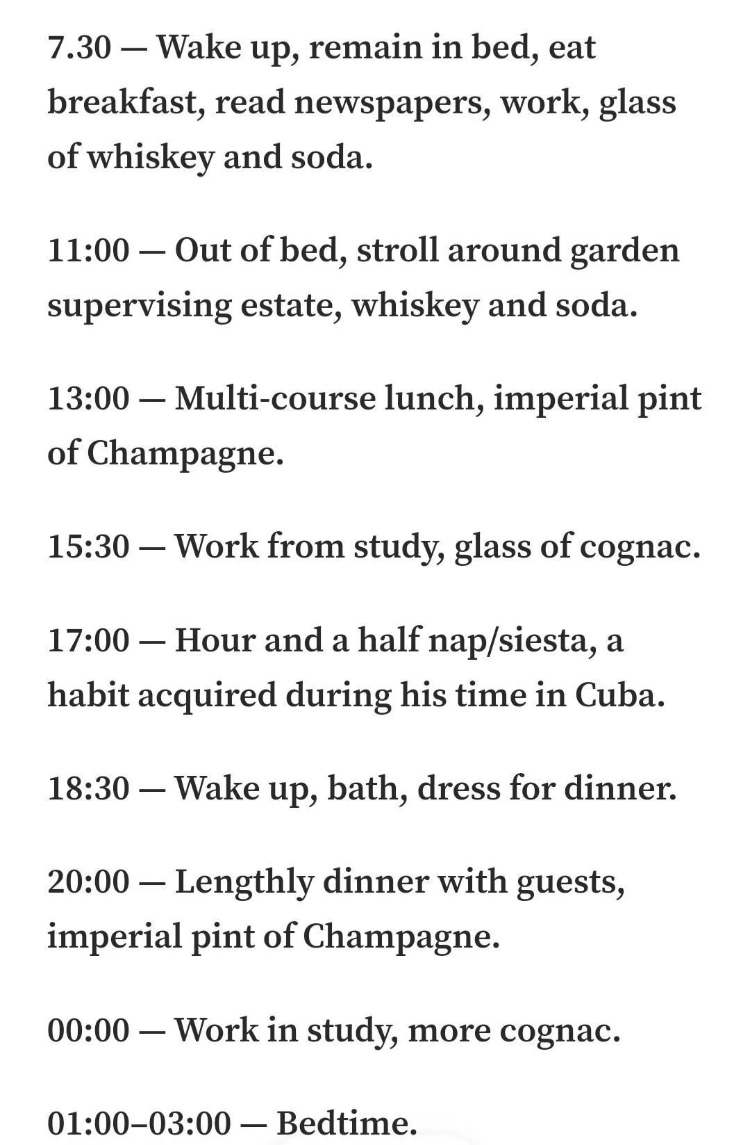 Winston Churchill's epic daily routine