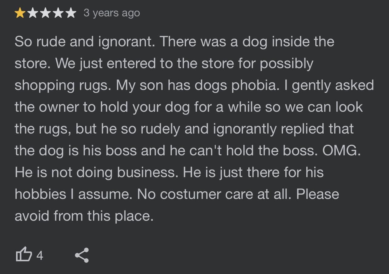 Review for a local rug store