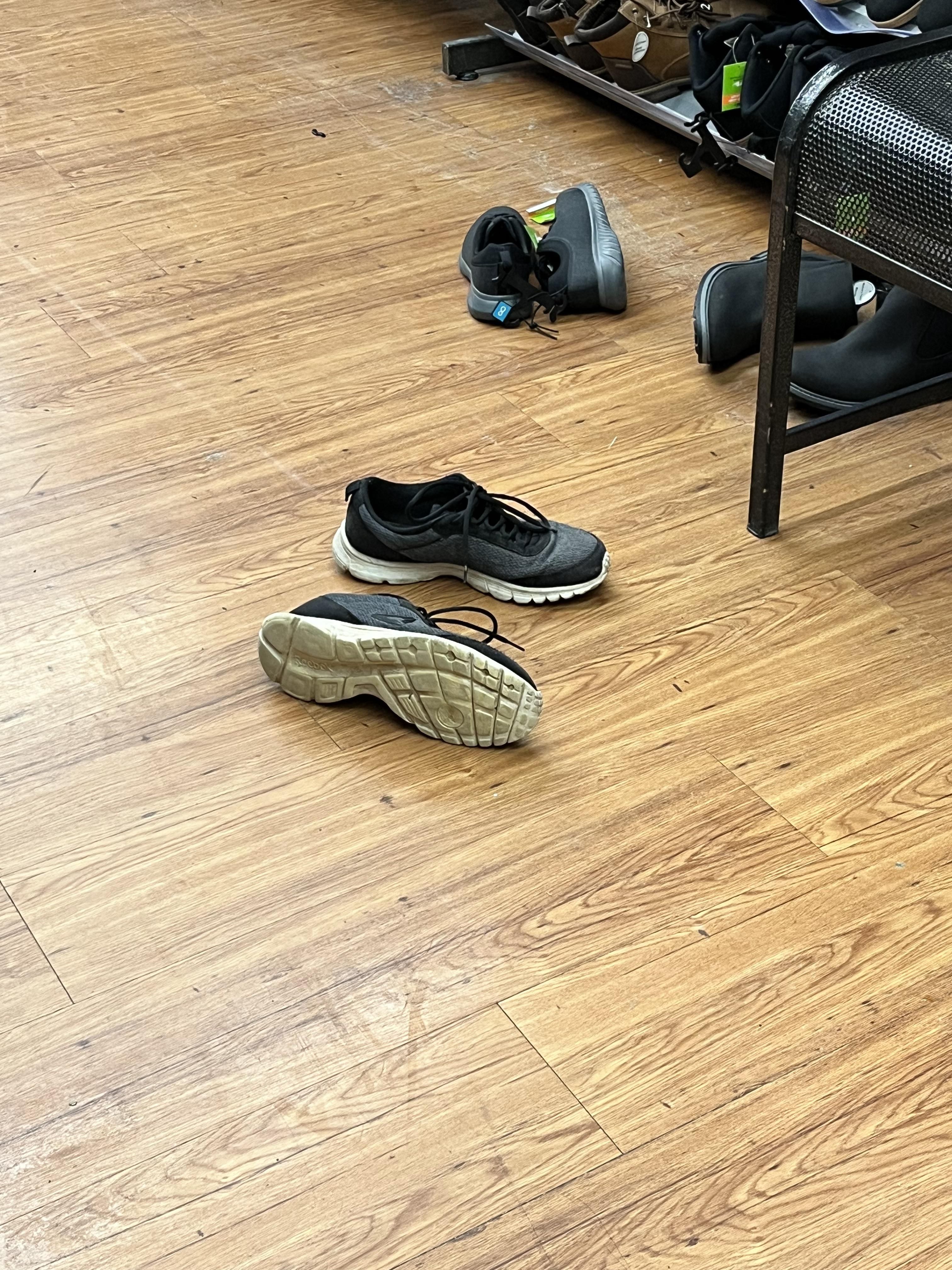 Saw a guy change his shoes out for a new pair and walk out.