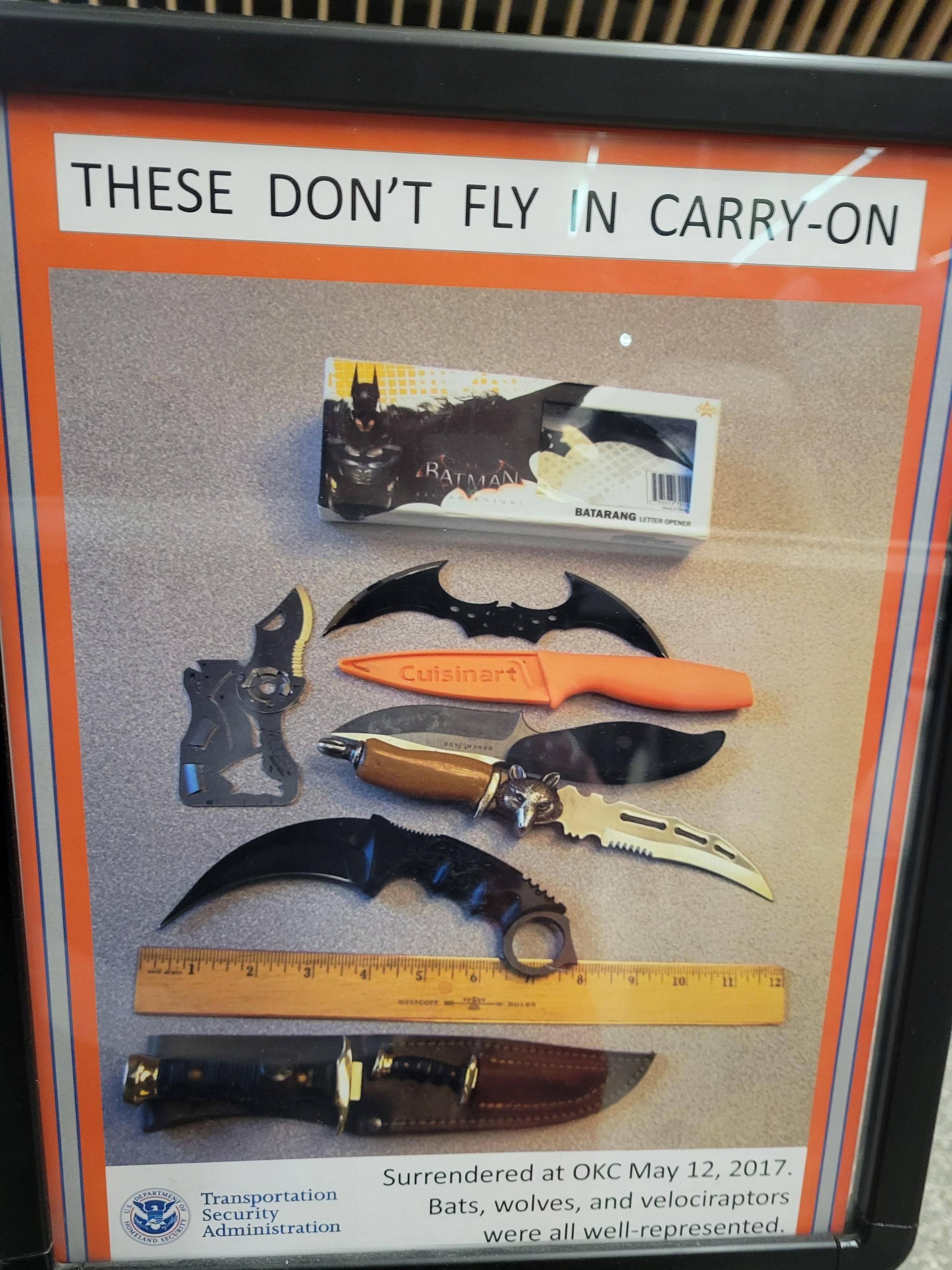 Safety first! No bringing your Batarangs on the planes!