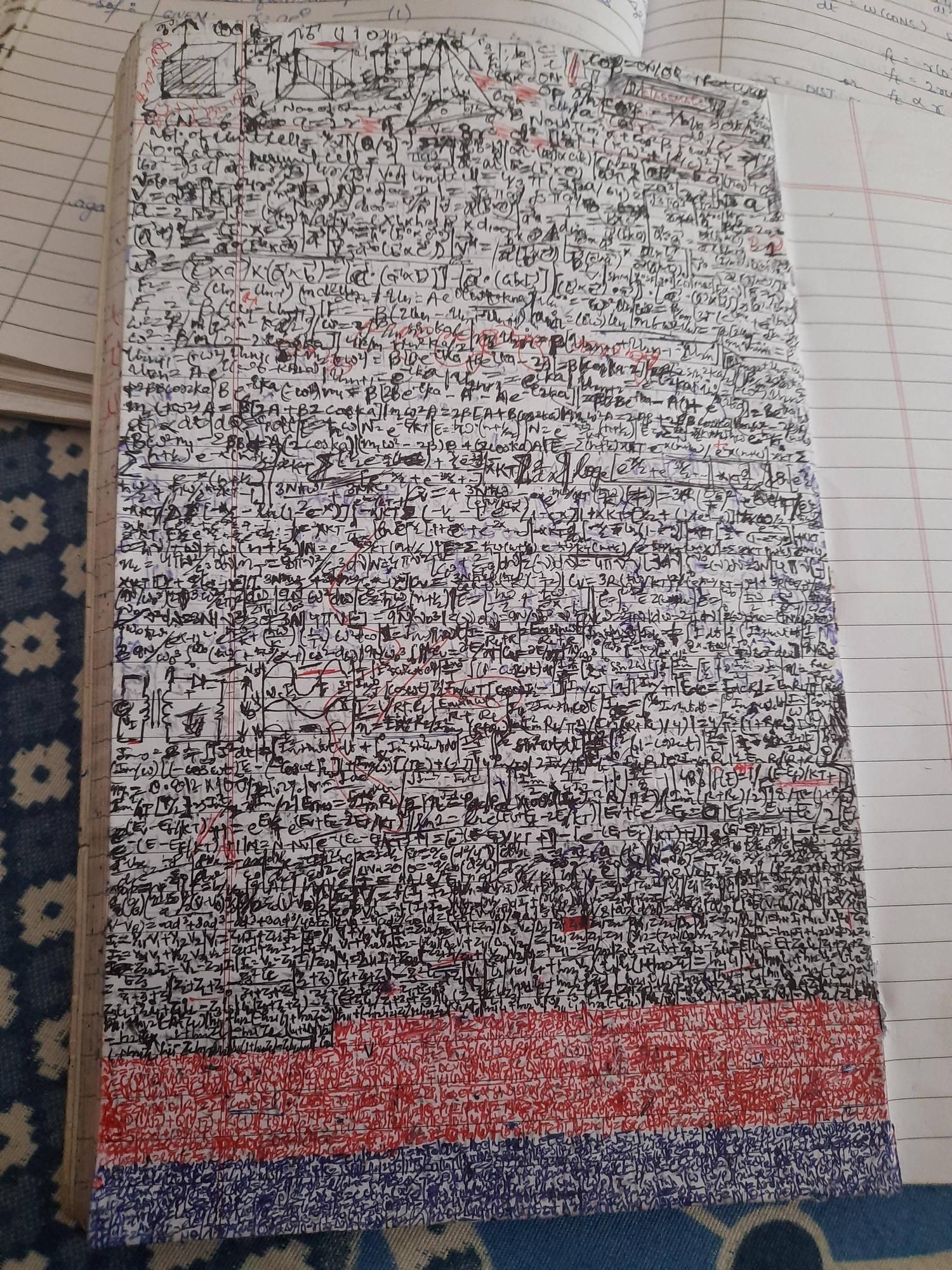 My friend's rough notebook of Math. It's even crazier how he knows where has he written what, in this mess.