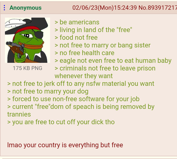 Only death is free and that costs your life