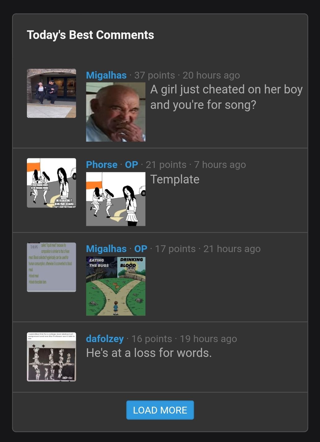 When you see your grandpa's face at the top of Best Comment list