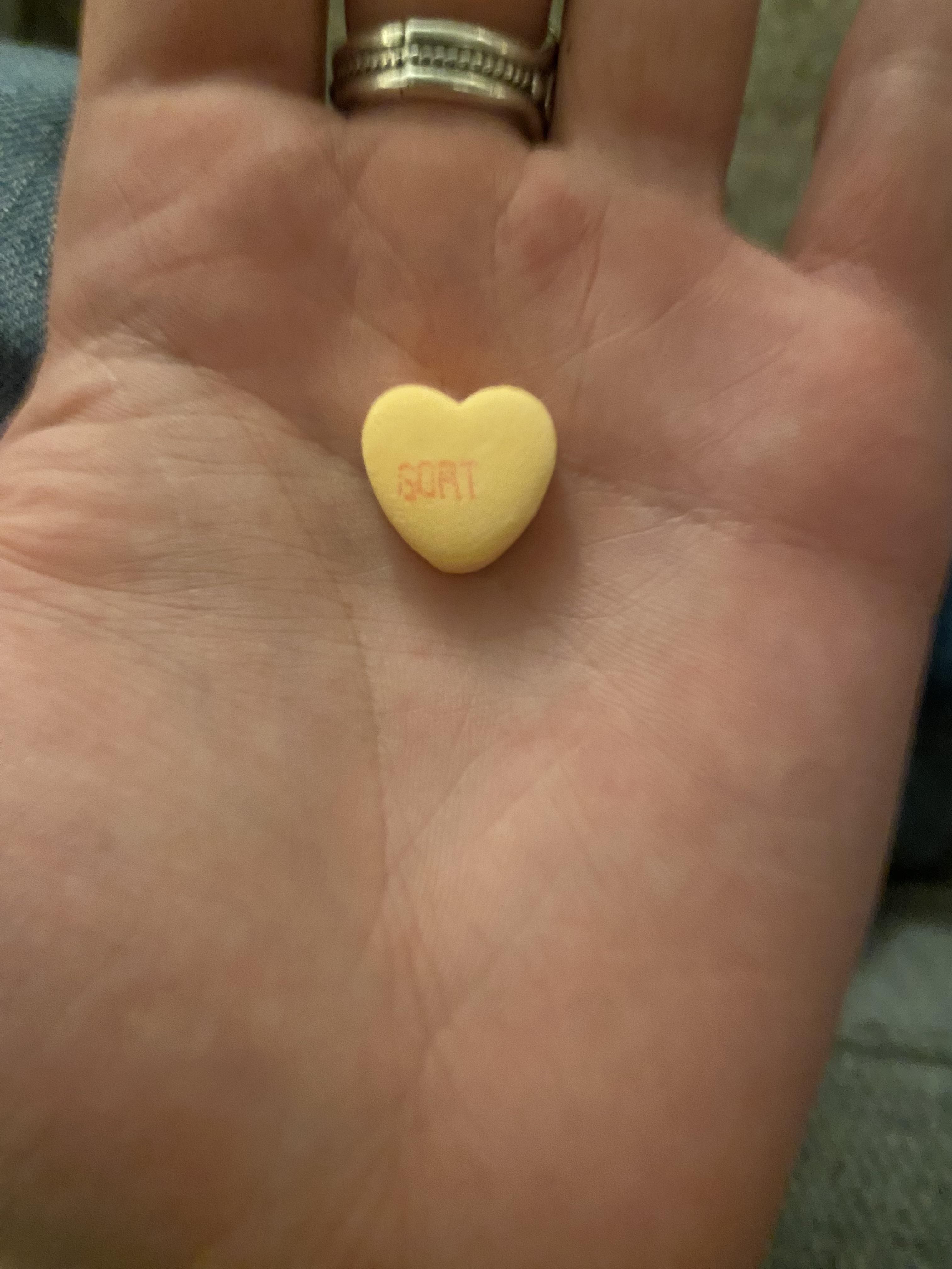 My valentines heart candy says “Gort”
